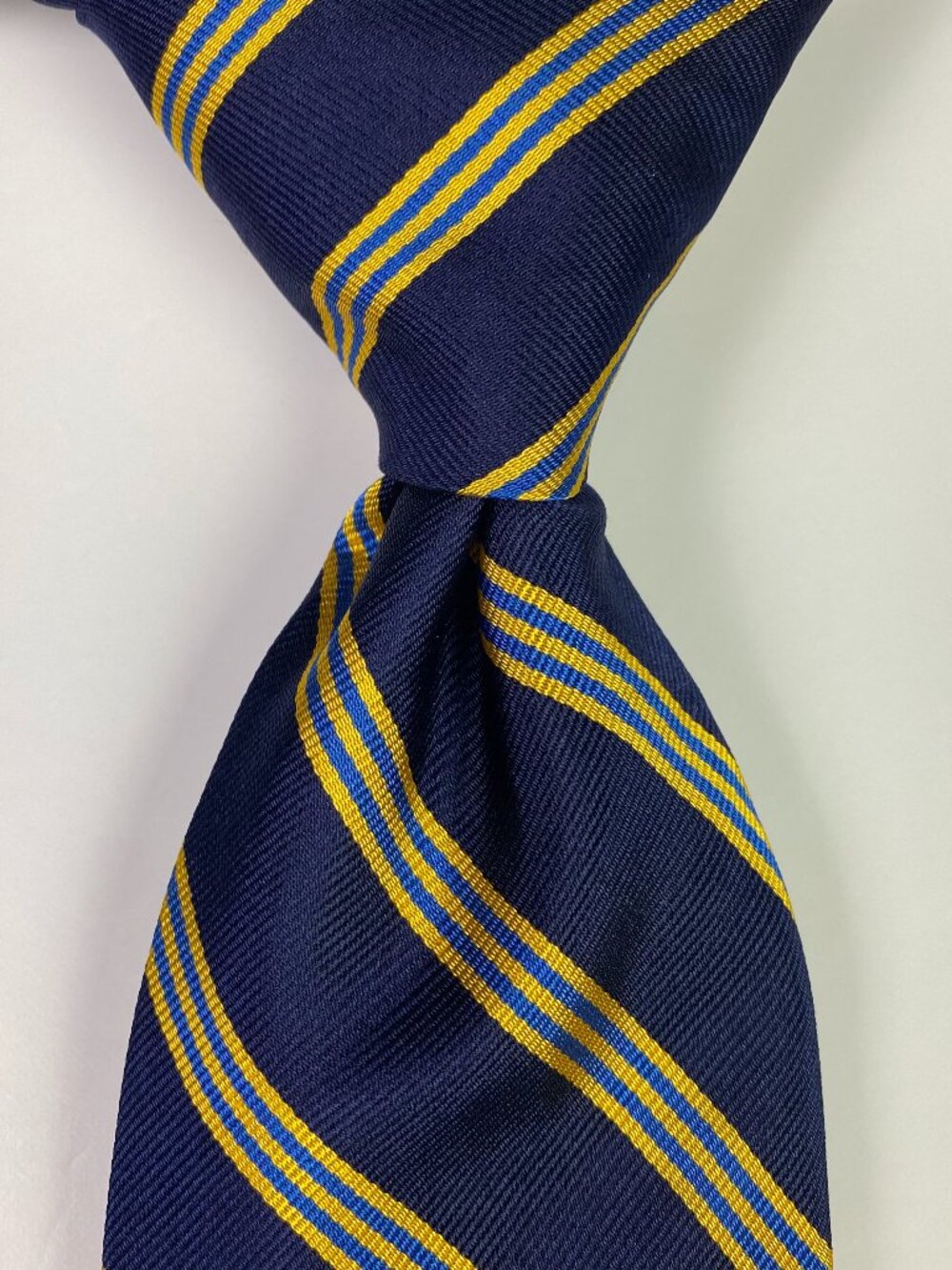 Brooks Brothers Makers Tie Navy Blue Yellow Repp Silk Preppy